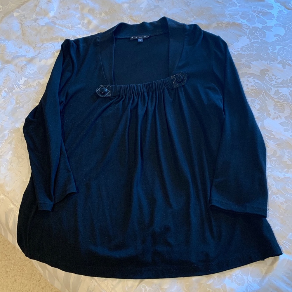 Boutique Top with leather details EUC